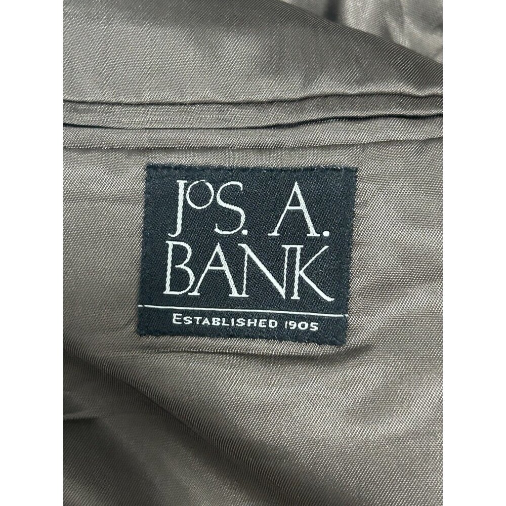 VTG Jos A Bank Brown Wool Herringbone 2 Button Vented Suit Jacket Size 41R - Picture 4 of 16